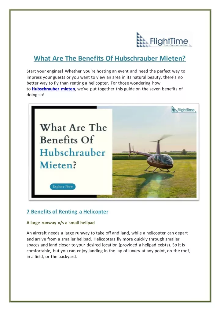 what are the benefits of hubschrauber mieten