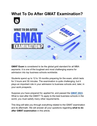 What to do after GMAT Examination_