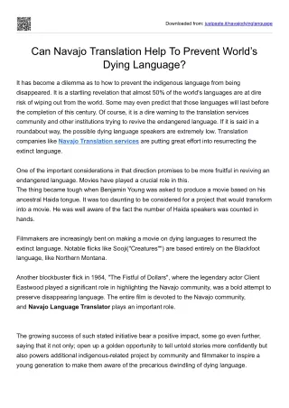 Can Navajo Translation Help To Prevent World’s Dying Language?