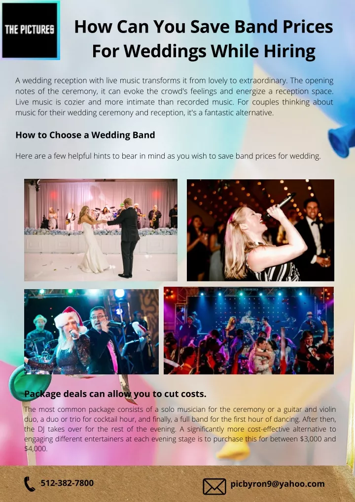 how can you save band prices for weddings while