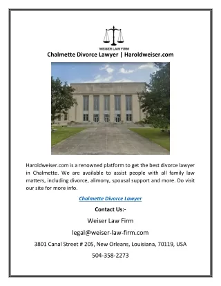 Chalmette Divorce Lawyer | Haroldweiser.com