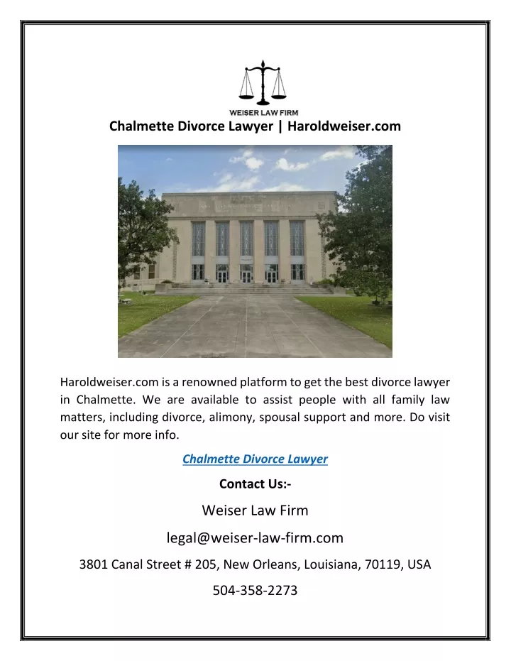 chalmette divorce lawyer haroldweiser com