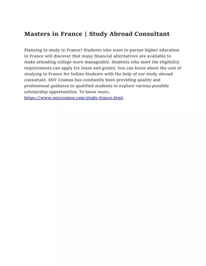 masters in france study abroad consultant