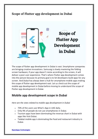 Scope of Flutter app development in Dubai