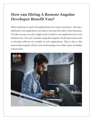 How can Hiring A Remote Angular Developer Benefit You