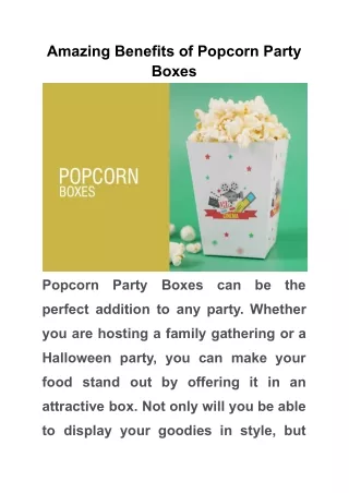 Amazing Benefits of Popcorn Party Boxes