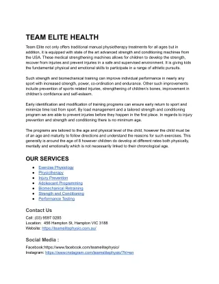 team elite health