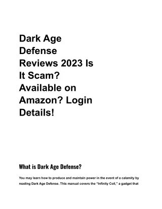 Dark Age Defense Reviews 2023 Is It Scam Available on Amazon Login Details