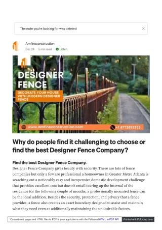 How to find the reliable designer fence company