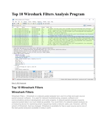 top 10 wireshark filters analysis program
