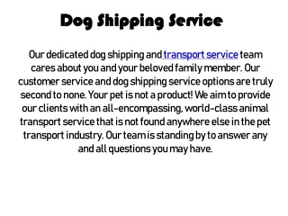 Dog Shipping Service - Jetset Pets