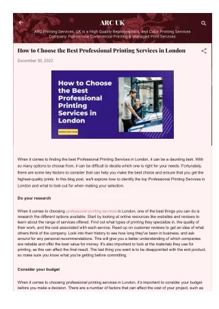 How to Choose the Right Professional Printing Services in London