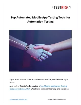 Top Automated Mobile App Testing Tools for Automation Testing