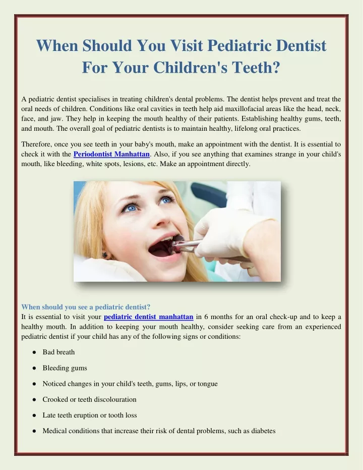 when should you visit pediatric dentist for your