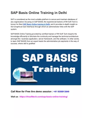 Sap Basis Online Training