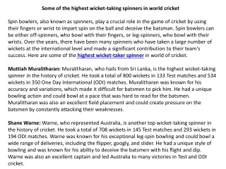 Some of the highest wicket-taking spinners in world cricket
