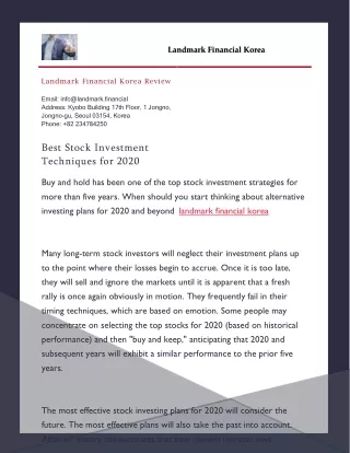 Best Stock Investment Techniques for 2020