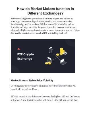 how do market makers function in different