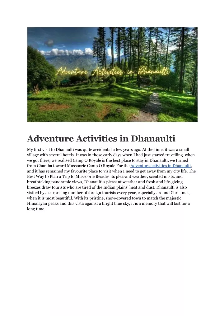 adventure activities in dhanaulti