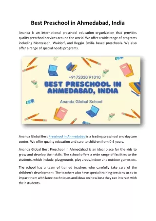 best preschool in ahmedabad india