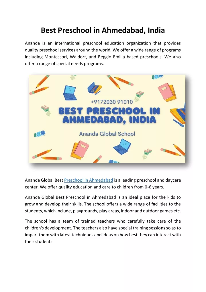 best preschool in ahmedabad india