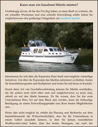 kann man ein hausboot m ritz mieten