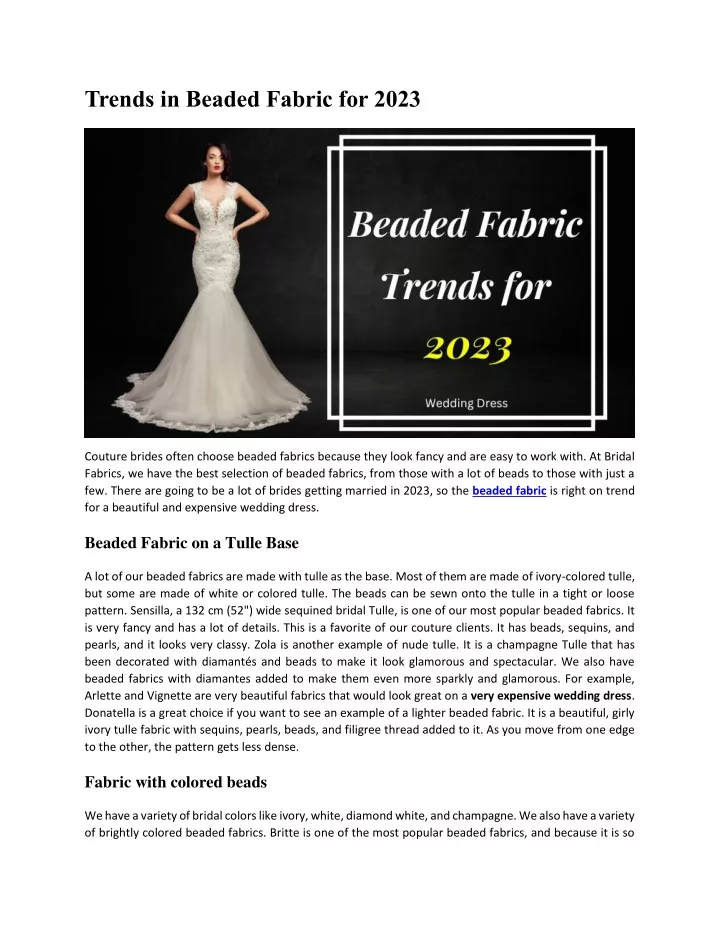 trends in beaded fabric for 2023