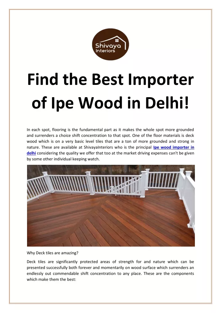 find the best importer of ipe wood in delhi