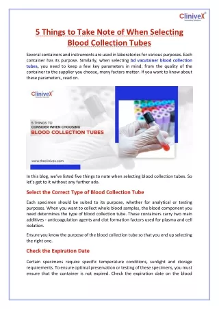 5 things to take note of when selecting blood