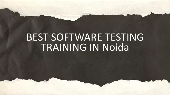 best software testing training in noida