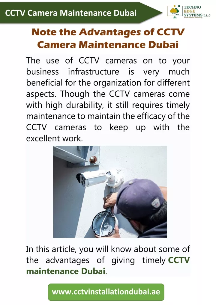 cctv camera maintenance dubai note the advantages