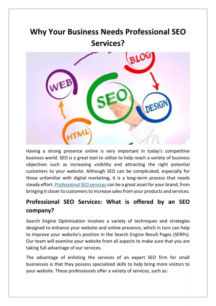 why your business needs professional seo services