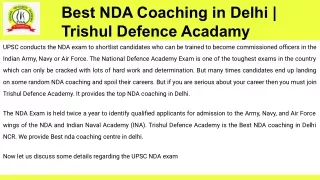 Best NDA Coaching in Delhi _ Trishul Defence Acadamy 2025