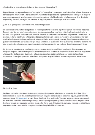 puedo obtener un duplicado de llave si tiene