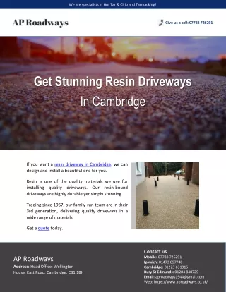 Get Stunning Resin Driveways In Cambridge