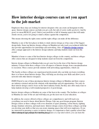 How an interior design courses can set you apart in the job market