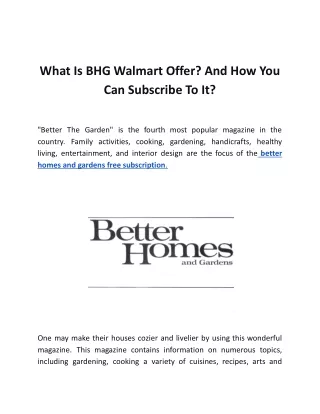What Is BHG Walmart Offer? And How You Can Subscribe To It?