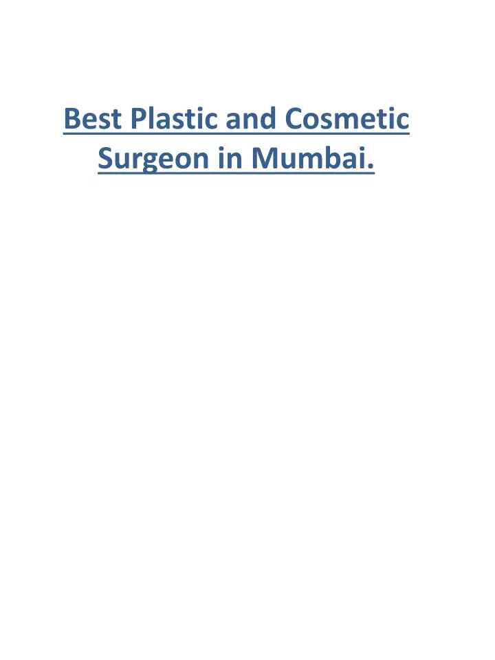 best plastic and cosmetic surgeon in mumbai