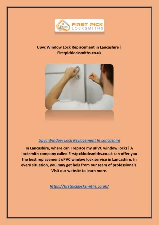 Upvc Window Lock Replacement in Lancashire | Firstpicklocksmiths.co.uk