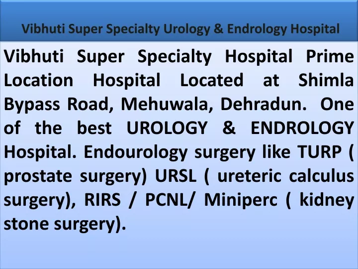vibhuti super specialty urology endrology hospital