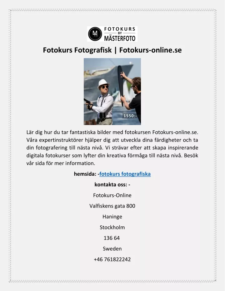 fotokurs fotografisk fotokurs online se