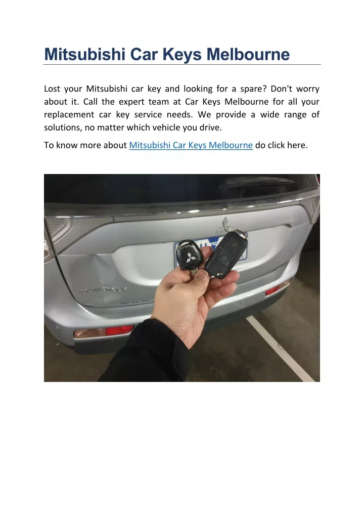 mitsubishi car keys melbourne