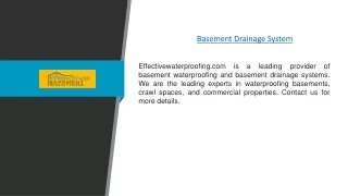 Basement Drainage System | Effectivewaterproofing.com