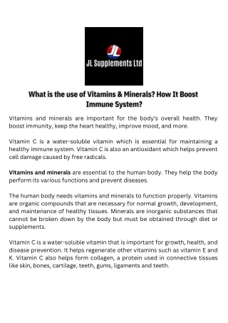 vitamins and minerals are important for the body