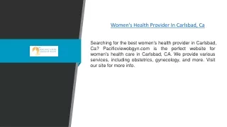 Women's Health Provider In Carlsbad, Ca | Pacificviewobgyn.com
