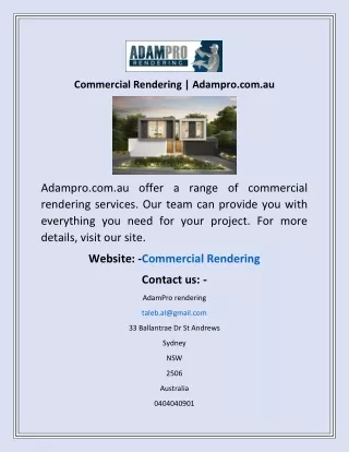 commercial rendering adampro com au