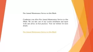 Fire Annual Maintenance Service in Abu Dhabi  Camberme.com