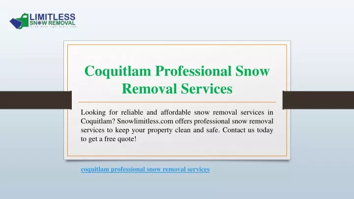 coquitlam professional snow removal services