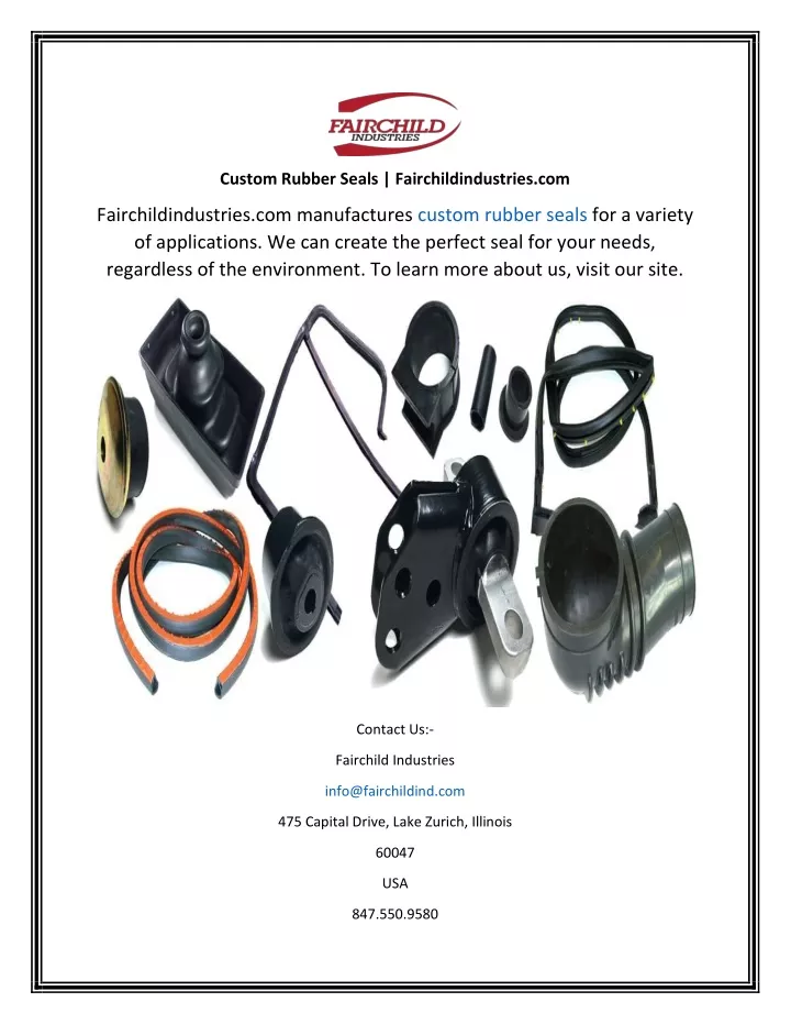 custom rubber seals fairchildindustries com