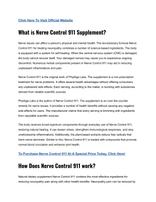 Nerve Control 911 Reviews (Updated 2023) Is Phytage Labs